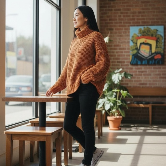 Free People Rust Cowl Neck Sweater - Picture 3 of 11